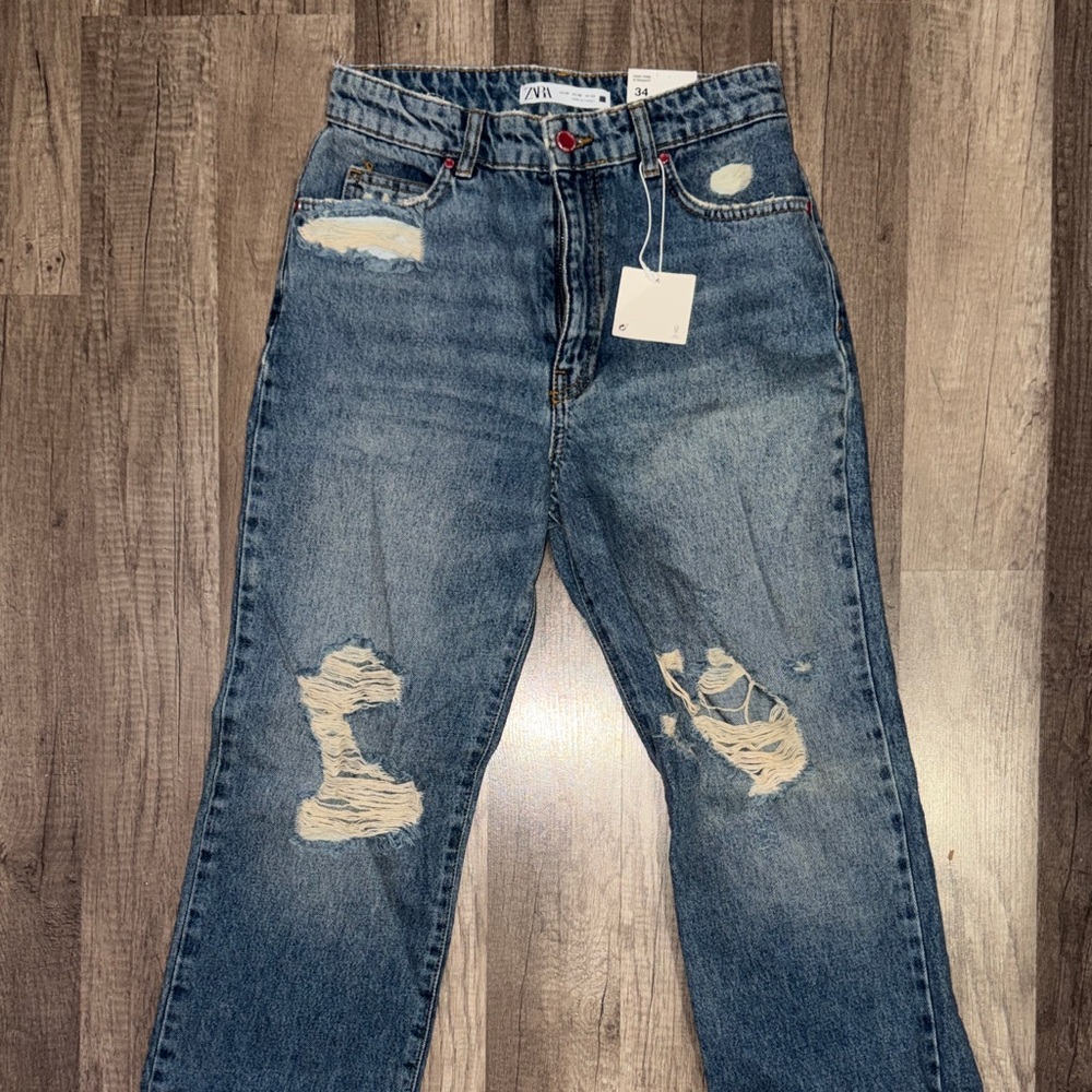 Distressed Blue Jeans